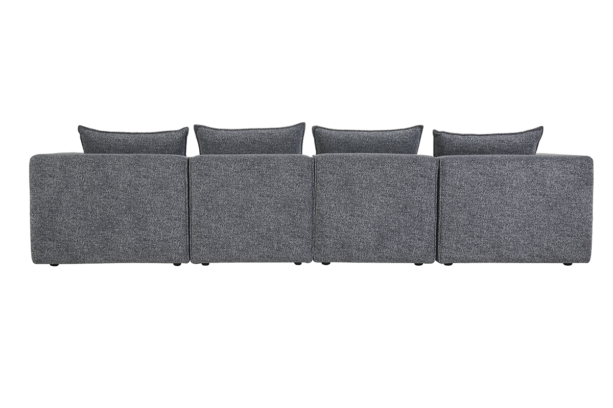 Divano modulabile 5 posti in tessuto melange grigio scuro KERRY