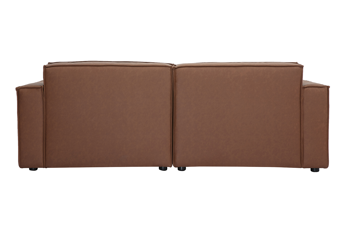 Divano modulabile vintage 3 posti in pelle marrone SPLIT