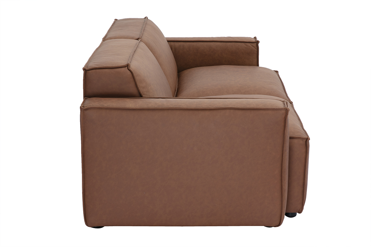 Divano modulabile vintage 3 posti in pelle marrone SPLIT
