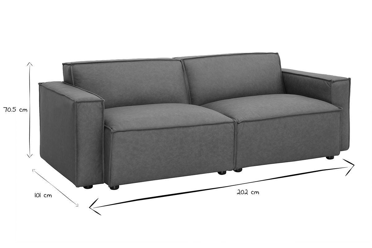 Divano modulabile vintage 3 posti in pelle marrone SPLIT