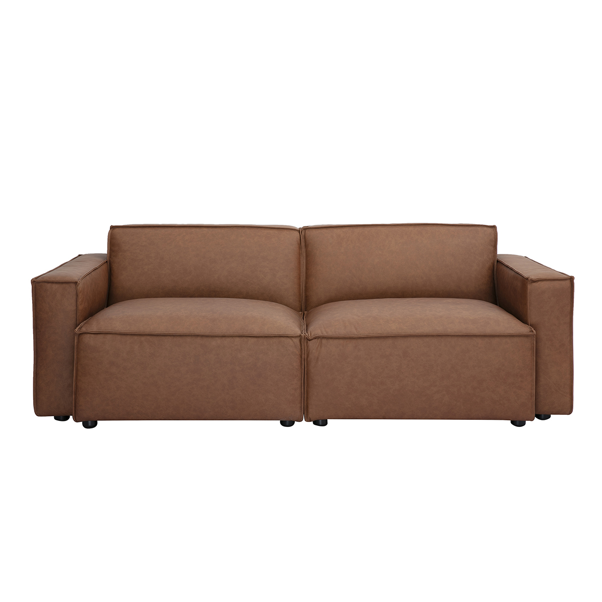 Divano modulabile vintage 3 posti in pelle marrone SPLIT