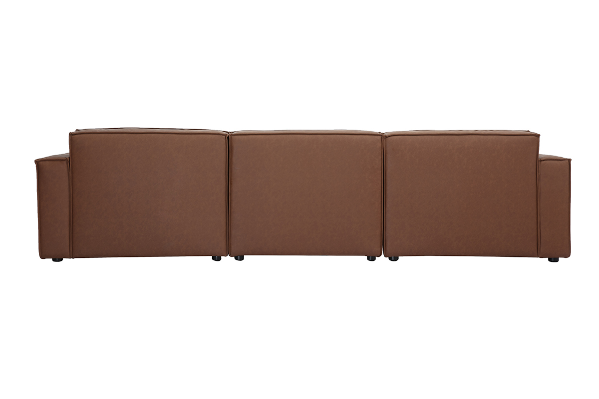 Divano modulabile vintage 4 posti in pelle marrone SPLIT