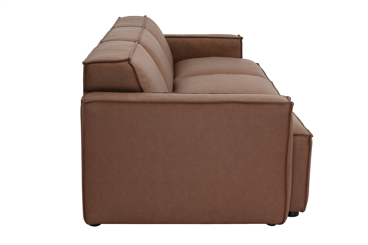 Divano modulabile vintage 4 posti in pelle marrone SPLIT