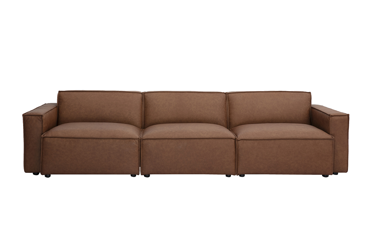 Divano modulabile vintage 4 posti in pelle marrone SPLIT