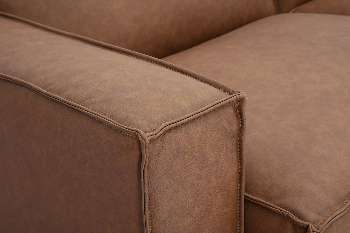 Divano modulabile vintage 4 posti in pelle marrone SPLIT