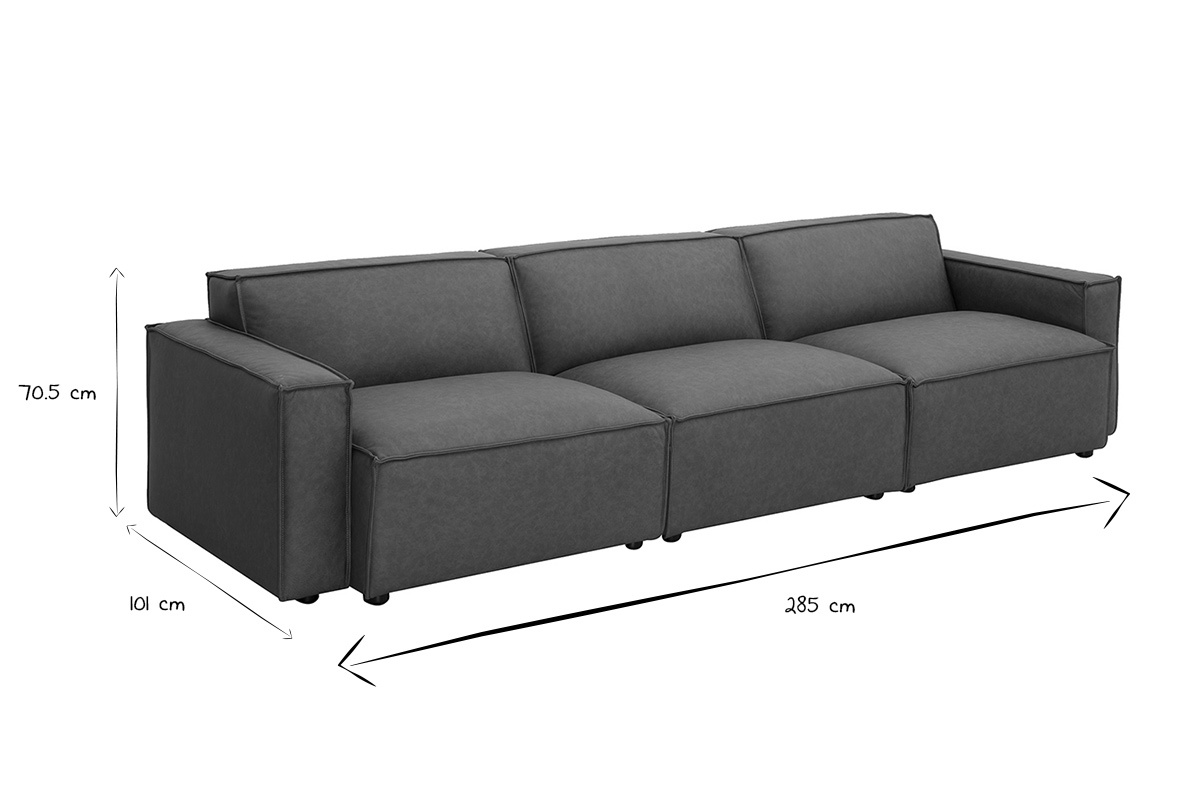 Divano modulabile vintage 4 posti in pelle marrone SPLIT