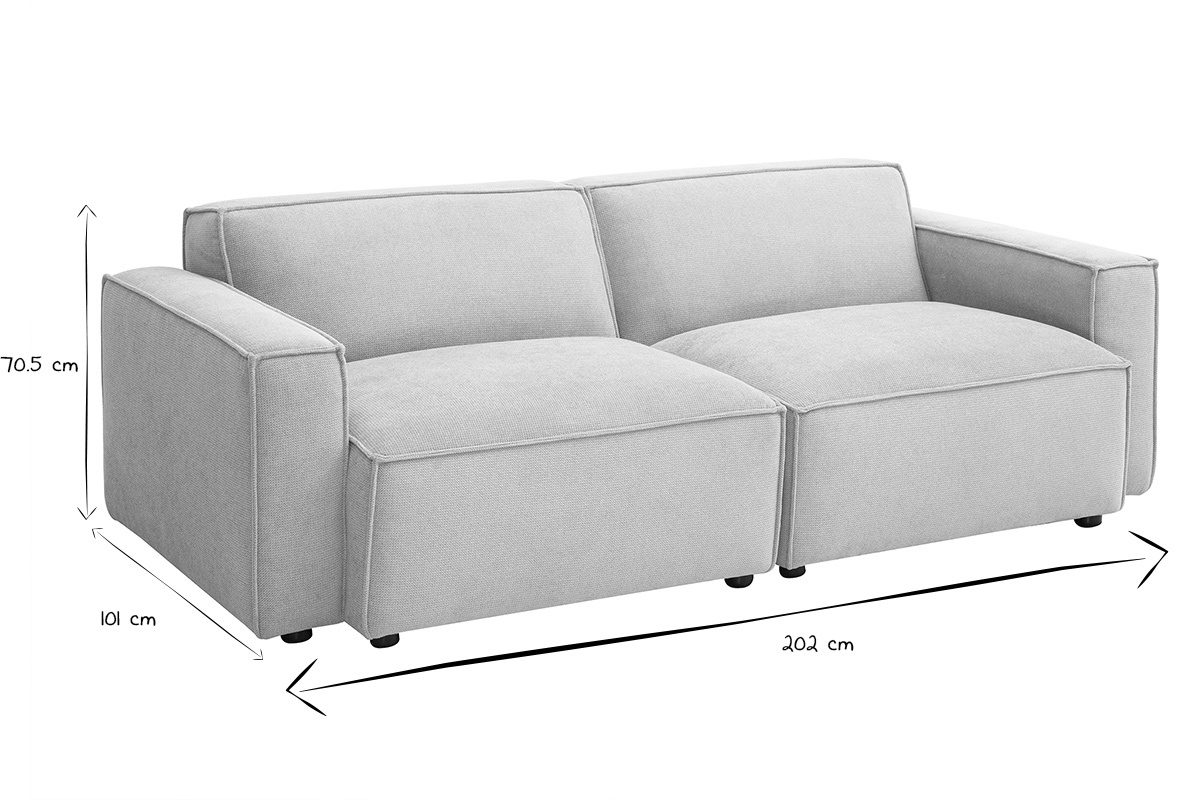 Divano modulare 3 posti in tessuto effetto velluto testurizzato beige SPLIT