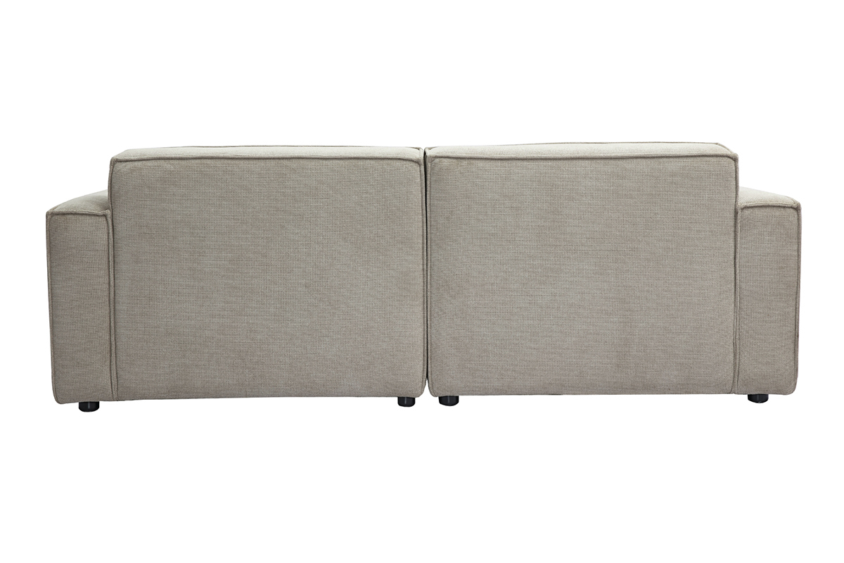 Divano modulare 3 posti in tessuto effetto velluto testurizzato beige SPLIT