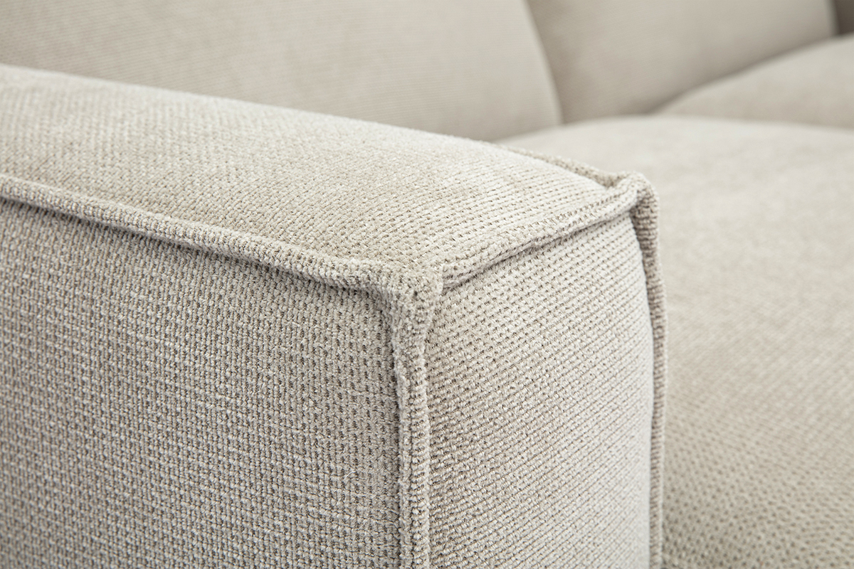 Divano modulare 3 posti in tessuto effetto velluto testurizzato beige SPLIT