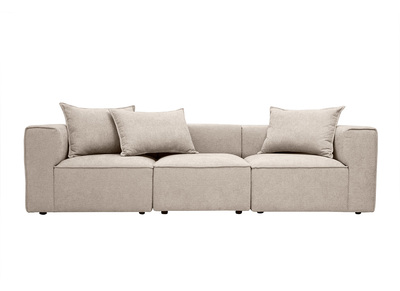 Divano modulare 4 posti in tessuto effetto velluto testurizzato beige KERRY