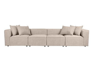 Divano modulare 5 posti in tessuto effetto velluto testurizzato beige KERRY