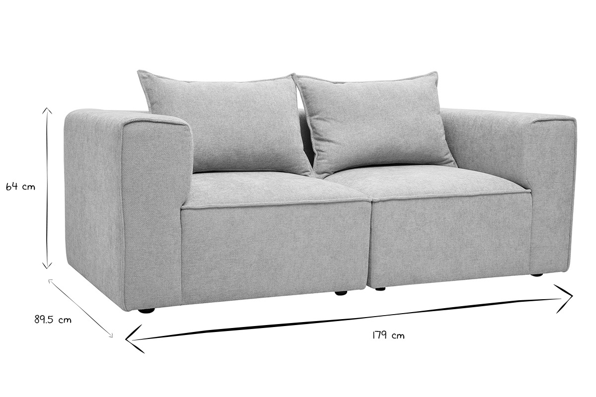Dimensioni del divano modulare KERRY: L89,5 x P89,5 x H64 cm in bianco e nero.