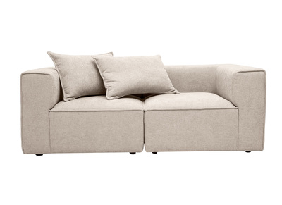 Divano modulare a 2 posti in tessuto effetto velluto testurizzato beige KERRY
