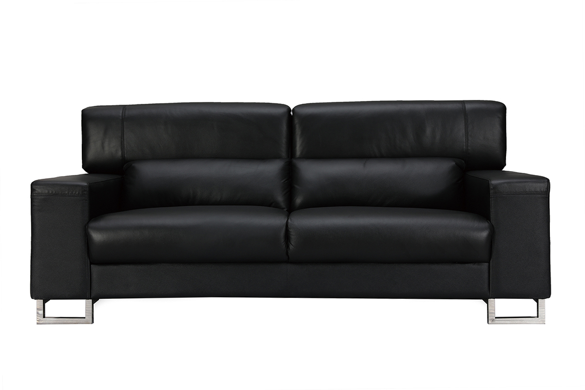 Divano nero in pelle design 3 posti con poggiatesta relax ARIZONA