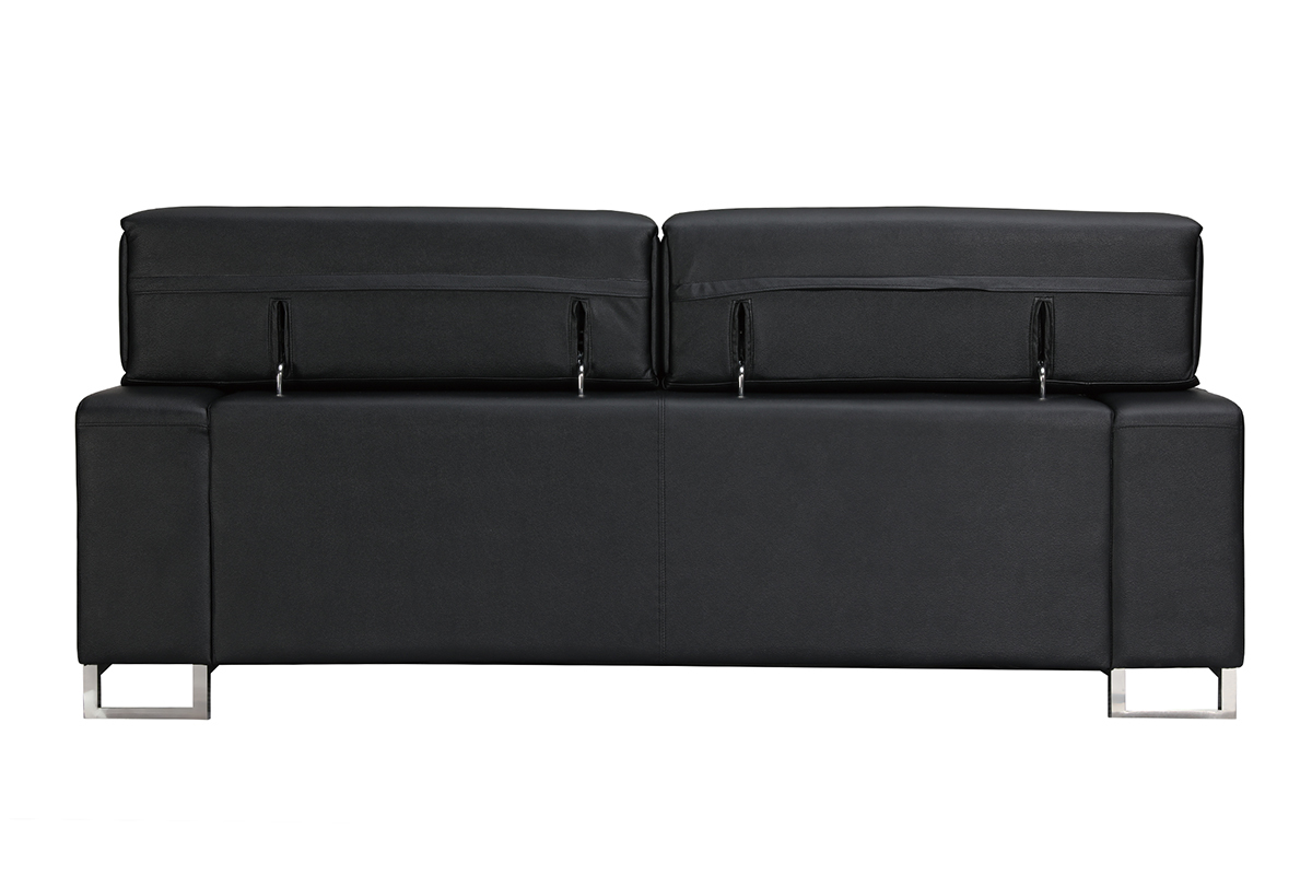 Divano nero in pelle design 3 posti con poggiatesta relax ARIZONA