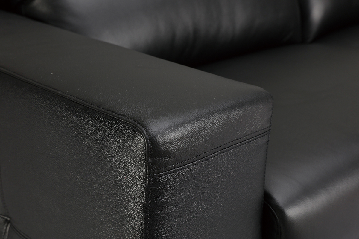 Divano nero in pelle design 3 posti con poggiatesta relax ARIZONA