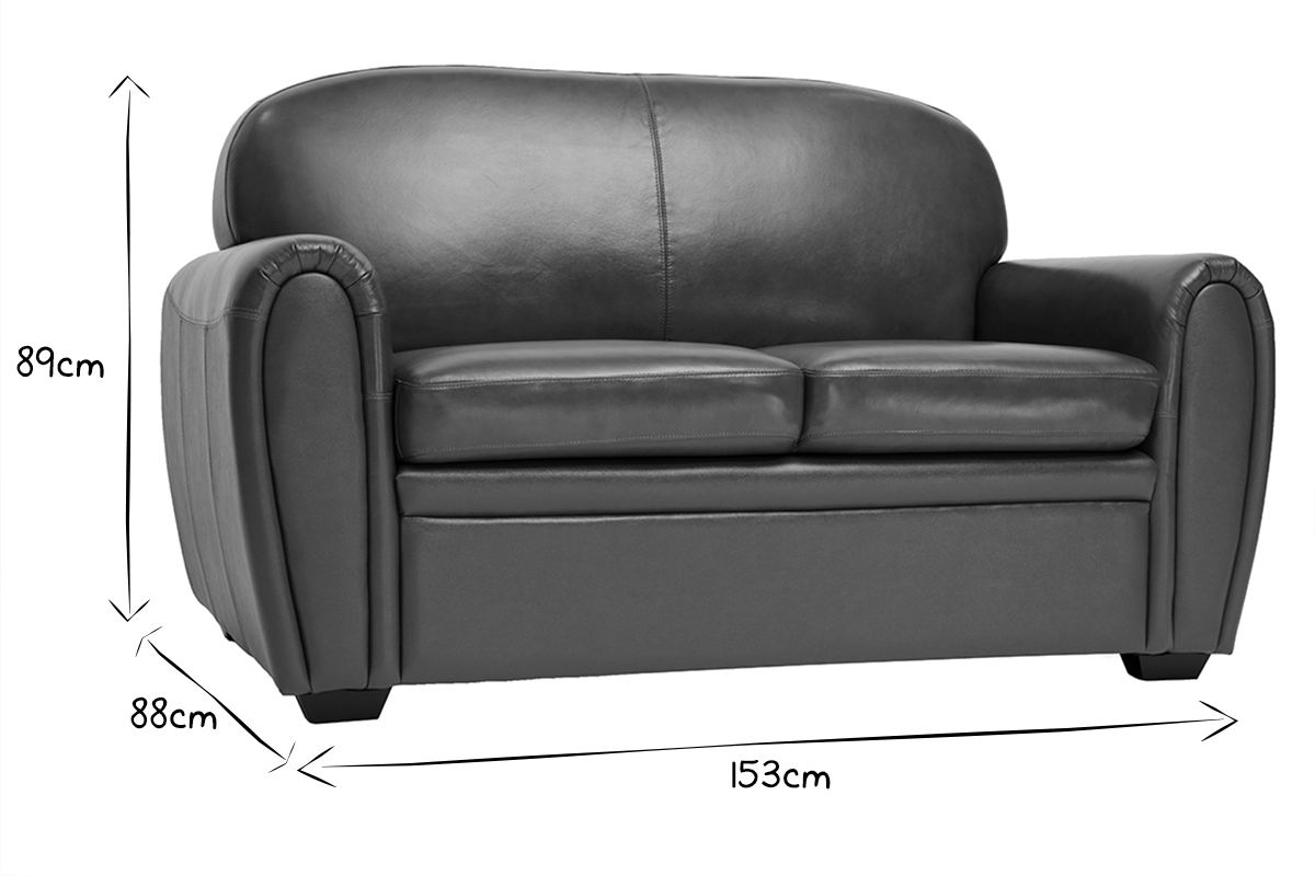 Divano pelle 2 posti vintage marrone scuro CLUB