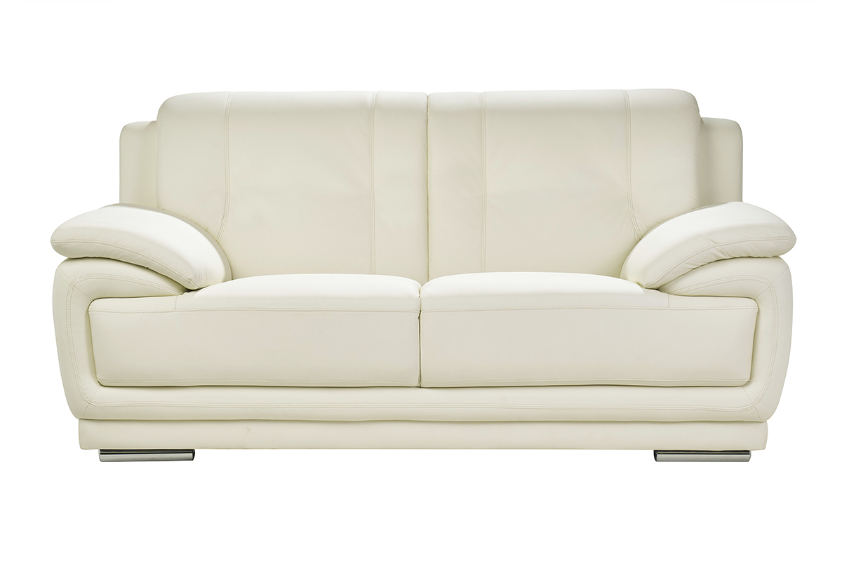 Divano pelle design 2 posti bianco TAMARA - pelle di bufalo