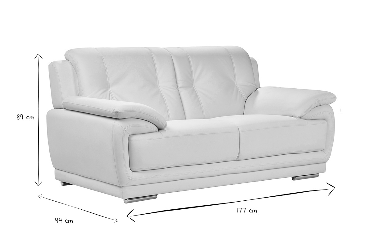 Divano pelle design 2 posti bianco TAMARA - pelle di bufalo