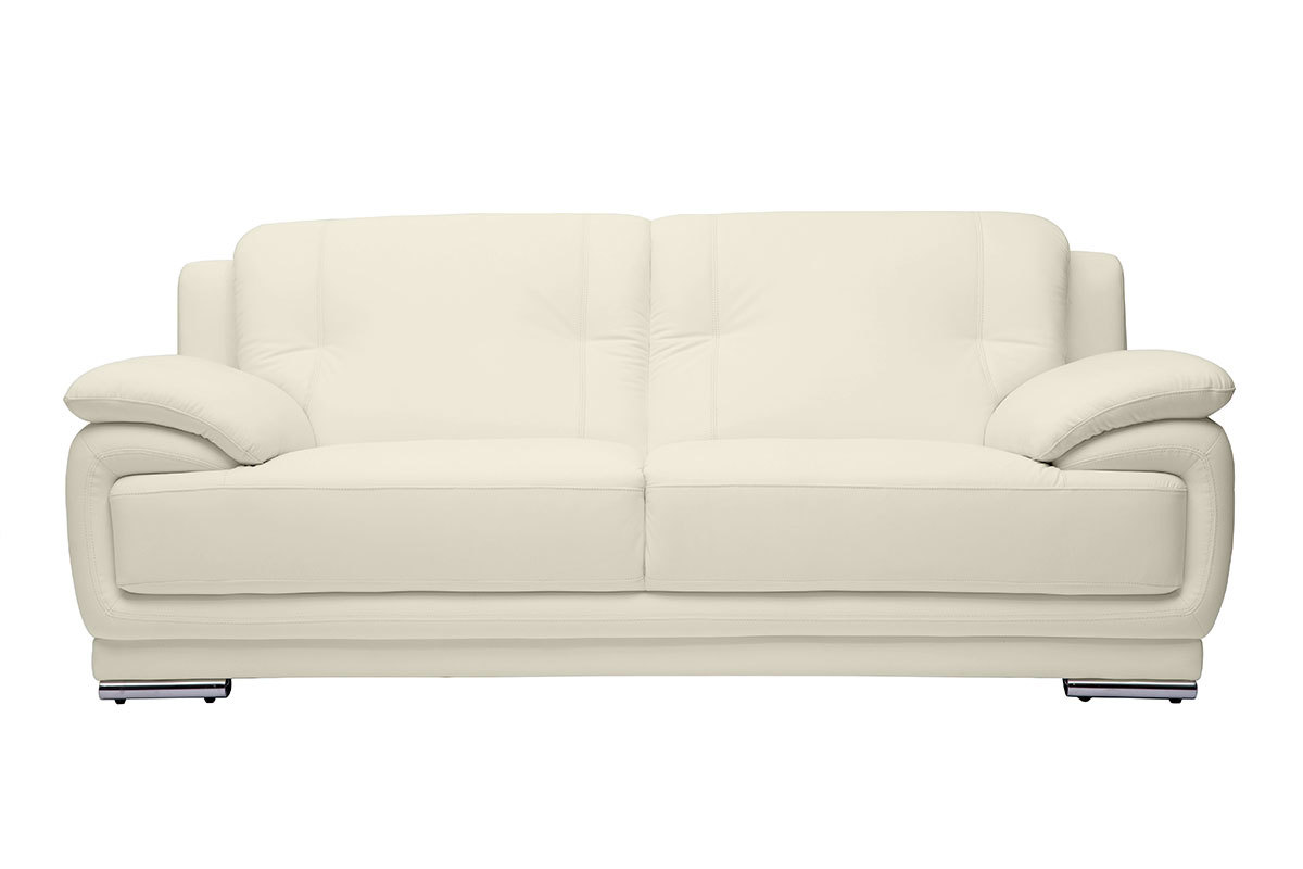 Divano pelle design 3 posti bianco TAMARA - pelle di bufalo