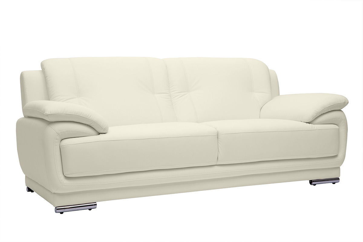Divano pelle design 3 posti bianco TAMARA - pelle di bufalo