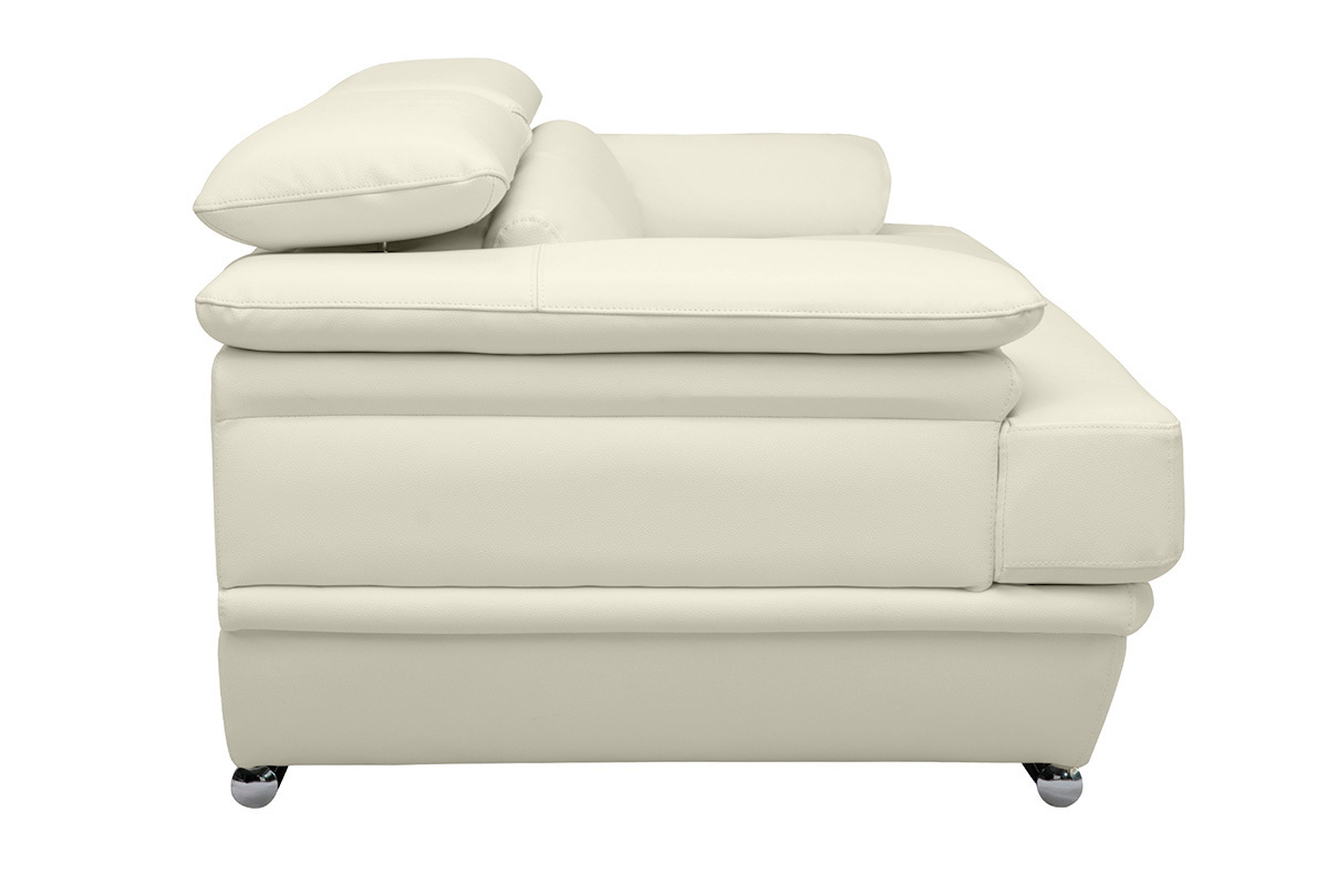 Divano pelle design 3 posti con poggiatesta reclinabile bianco EWING