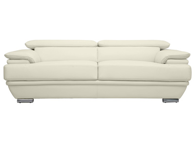 Divano pelle design 3 posti con poggiatesta reclinabile bianco EWING