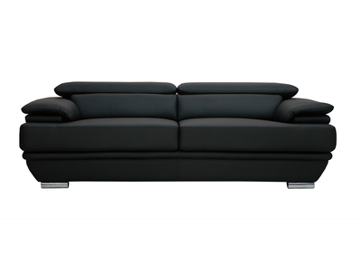 Divano pelle design 3 posti con poggiatesta reclinabile nero EWING