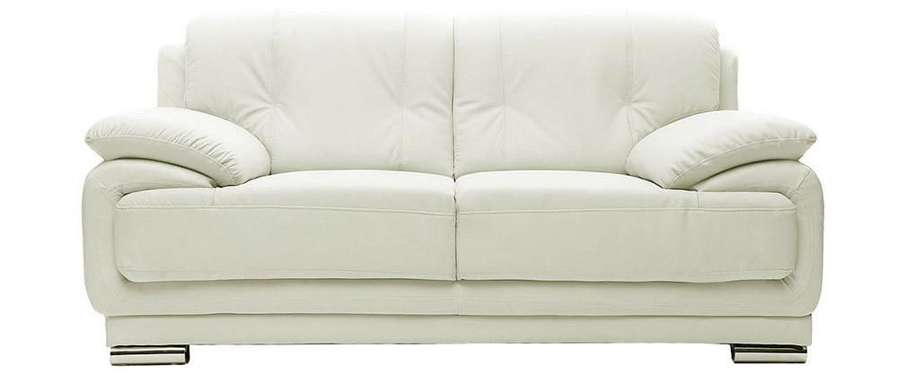 Divano pelle design bianco 2 posti tamara miliboo