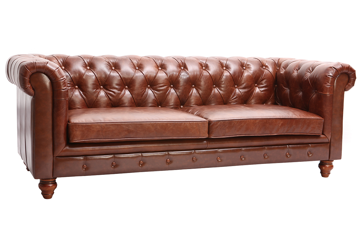 Divano pelle vintage 3 posti cioccolato CHESTERFIELD