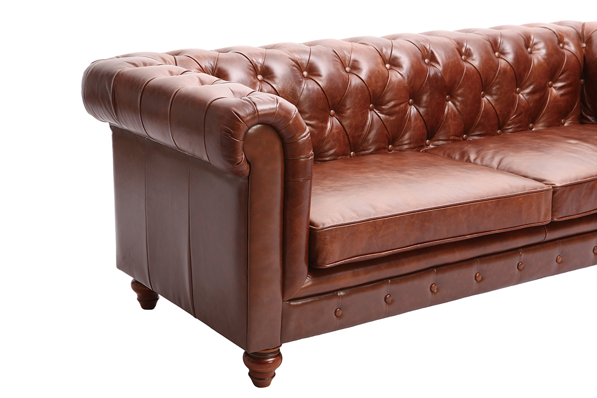 Divano pelle vintage 3 posti cioccolato CHESTERFIELD