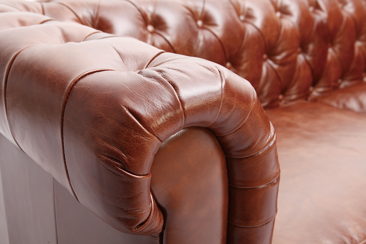 Divano pelle vintage 3 posti cioccolato CHESTERFIELD