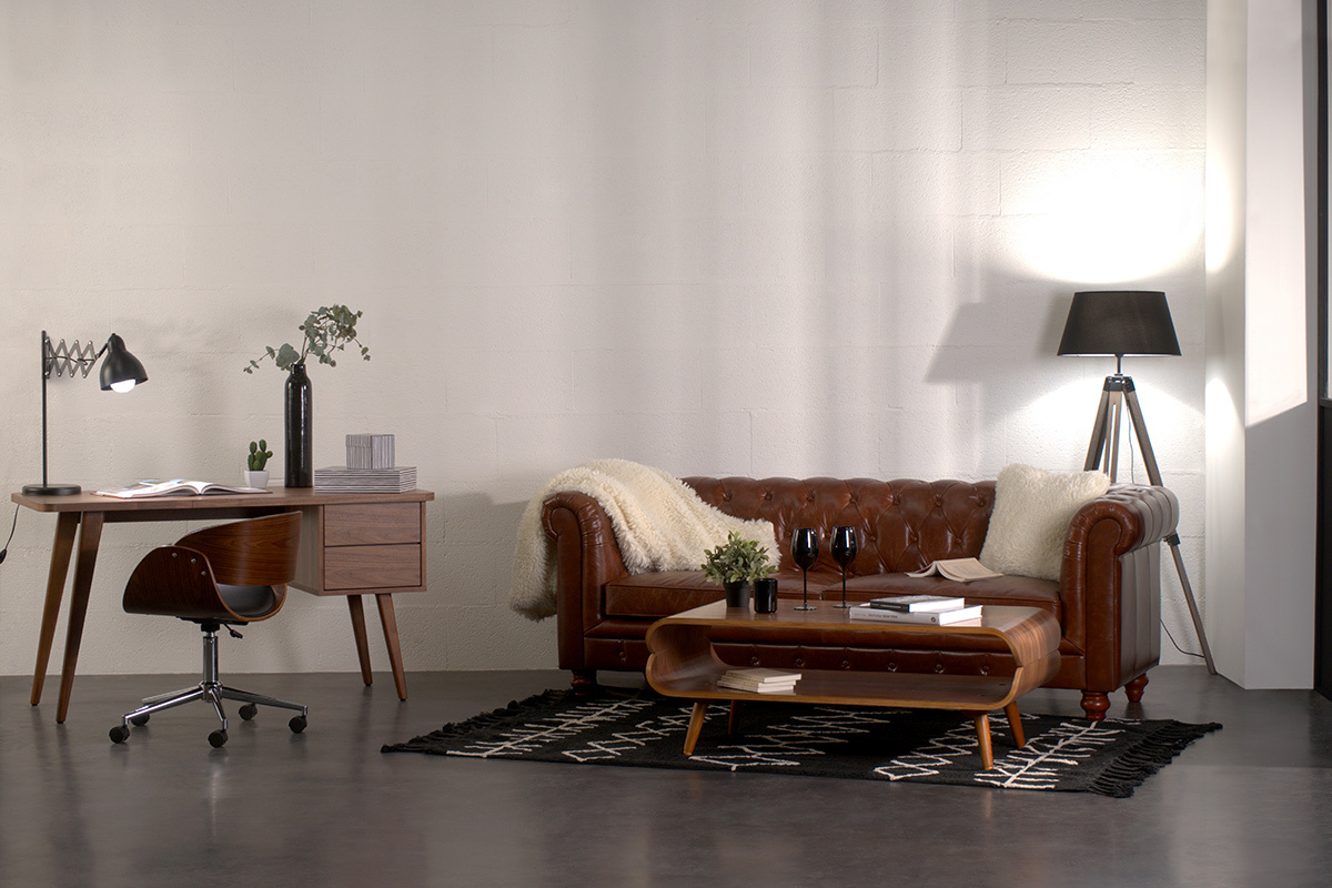 Divano pelle vintage 3 posti cioccolato CHESTERFIELD