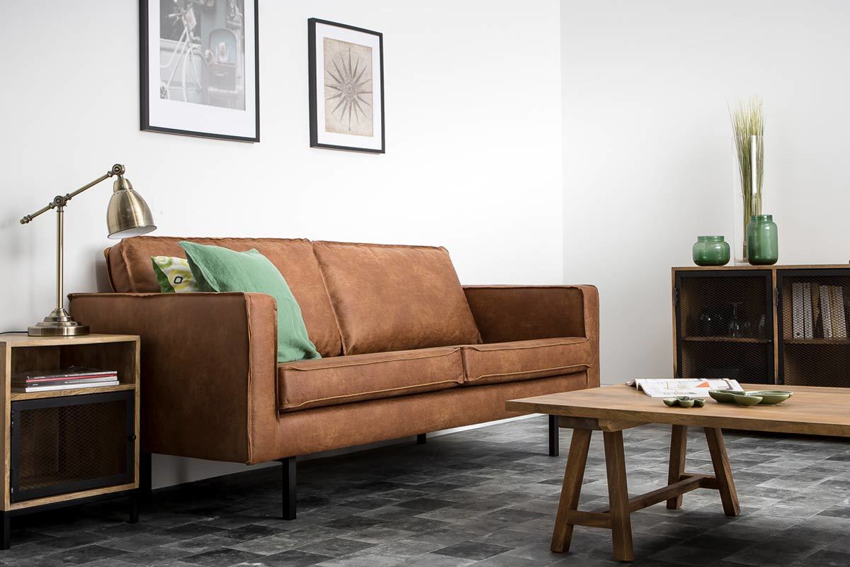 Divano pelle vintage cammello 2 posti ASPEN