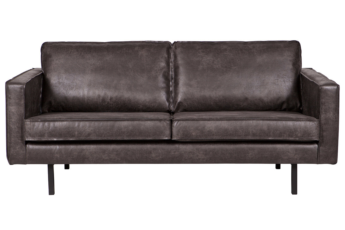 Divano pelle vintage nero 2 posti ASPEN