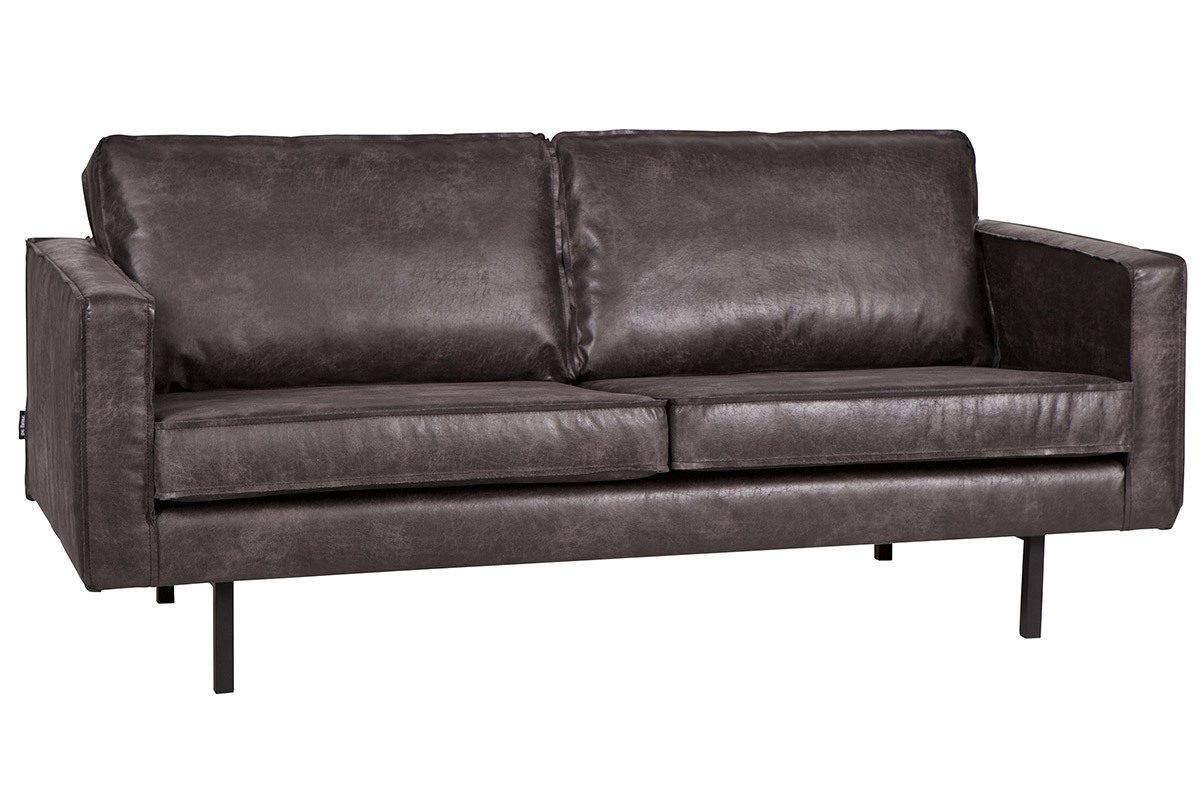 Divano pelle vintage nero 2 posti ASPEN