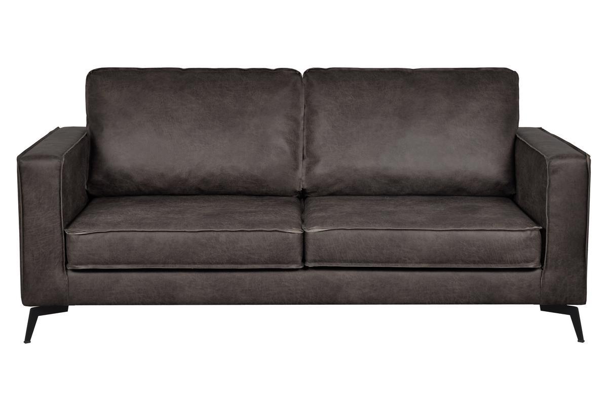 Divano pelle vintage nero 3 posti SONNY - pelle bovina ricostituita