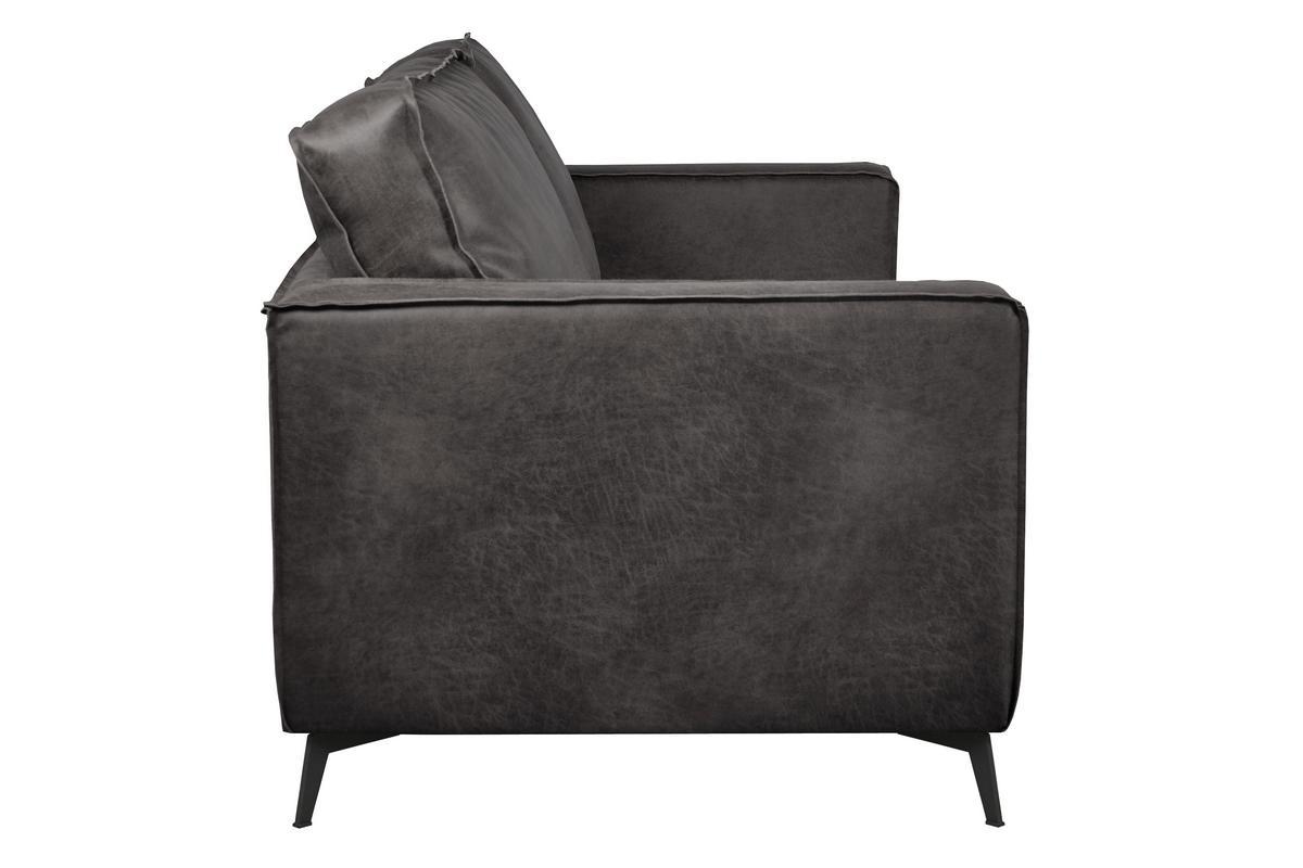 Divano pelle vintage nero 3 posti SONNY - pelle bovina ricostituita