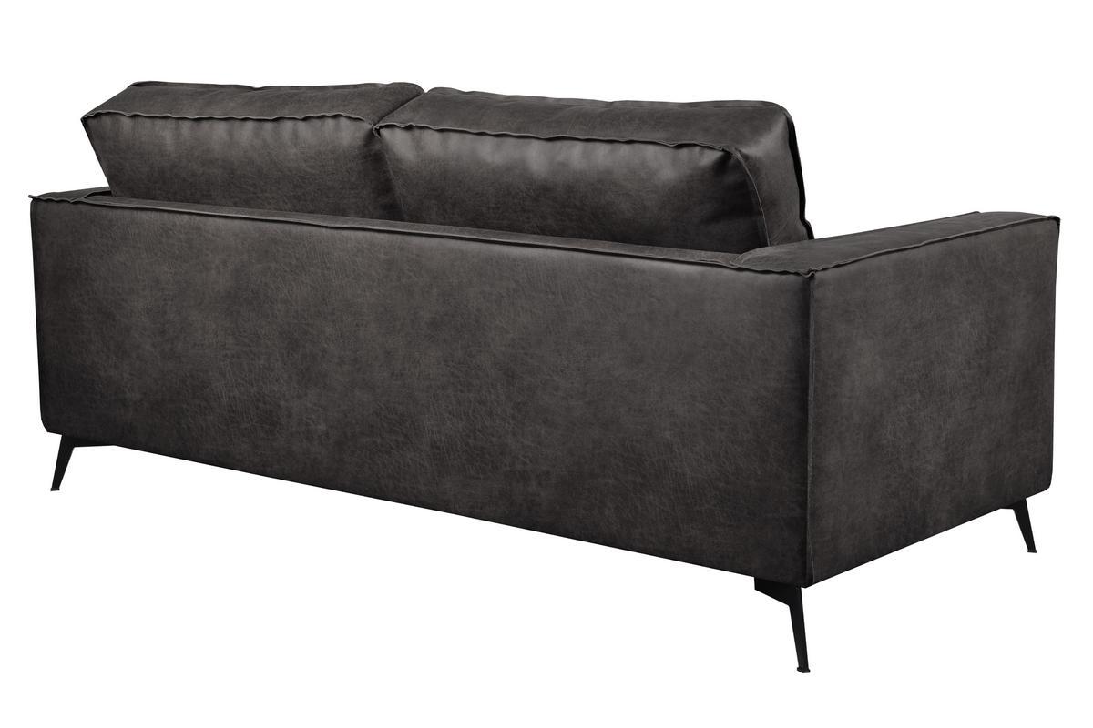 Divano pelle vintage nero 3 posti SONNY - pelle bovina ricostituita