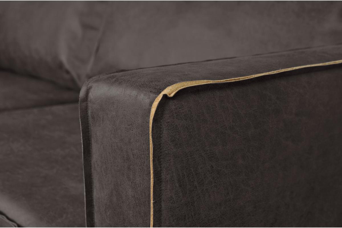 Divano pelle vintage nero 3 posti SONNY - pelle bovina ricostituita
