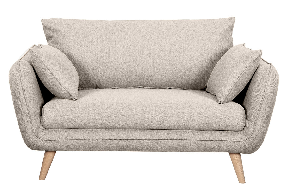 Divano scandinavo 2 posti beige base legno massello di faggio CREEP