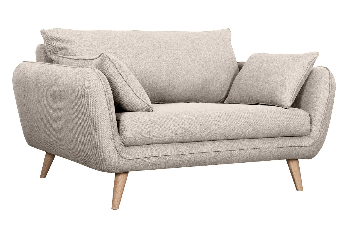 Divano scandinavo 2 posti beige base legno massello di faggio CREEP