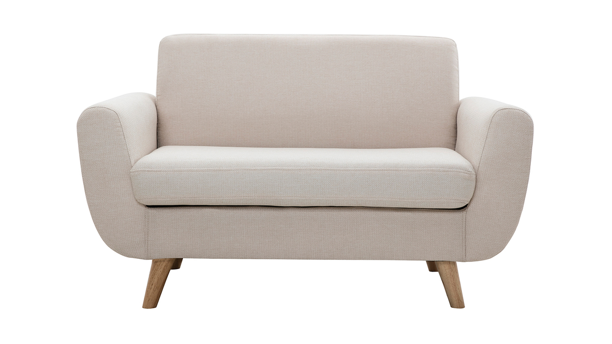 Divano scandinavo 2 posti beige e massello di hevea PURE