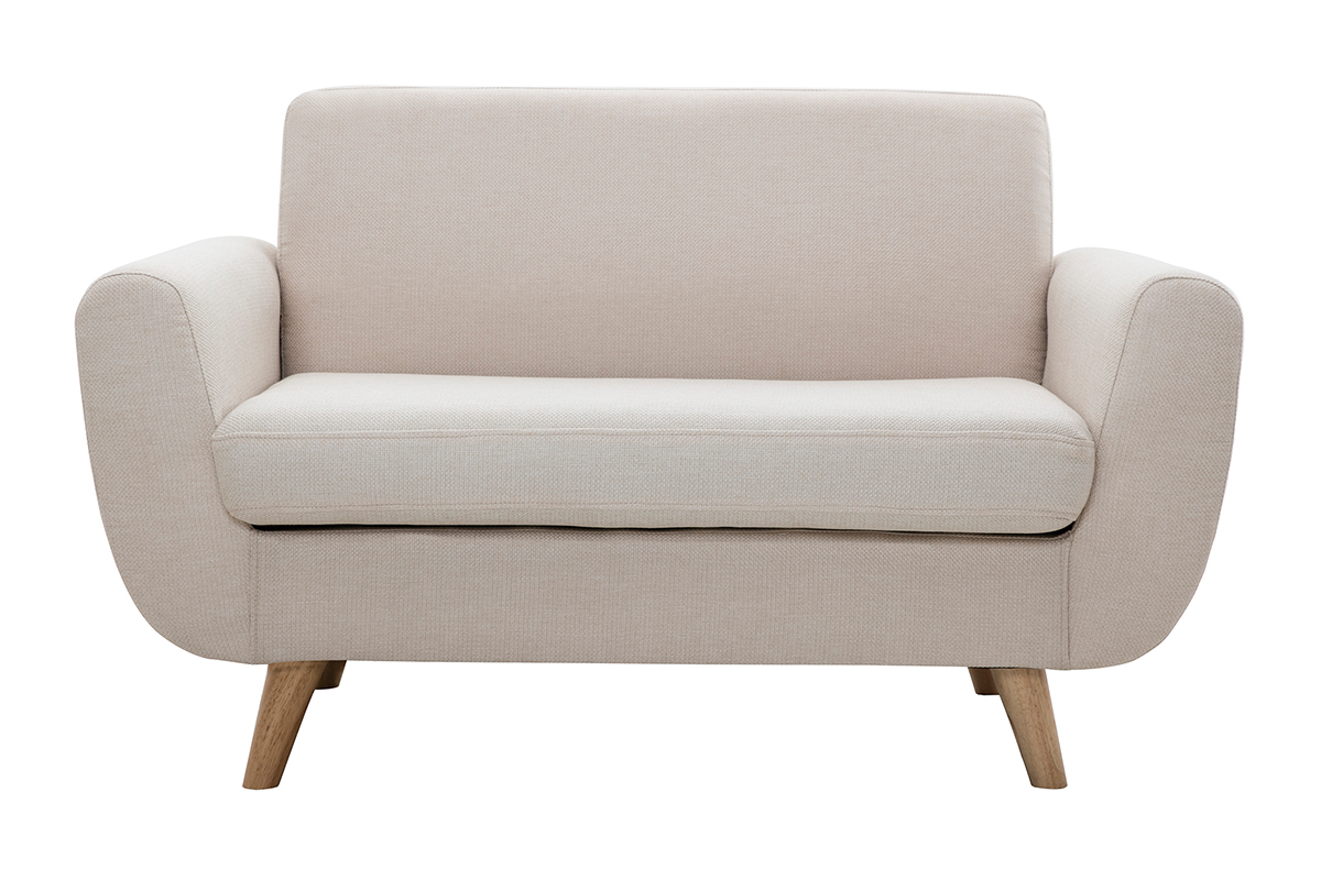 Divano scandinavo 2 posti beige e massello di hevea PURE