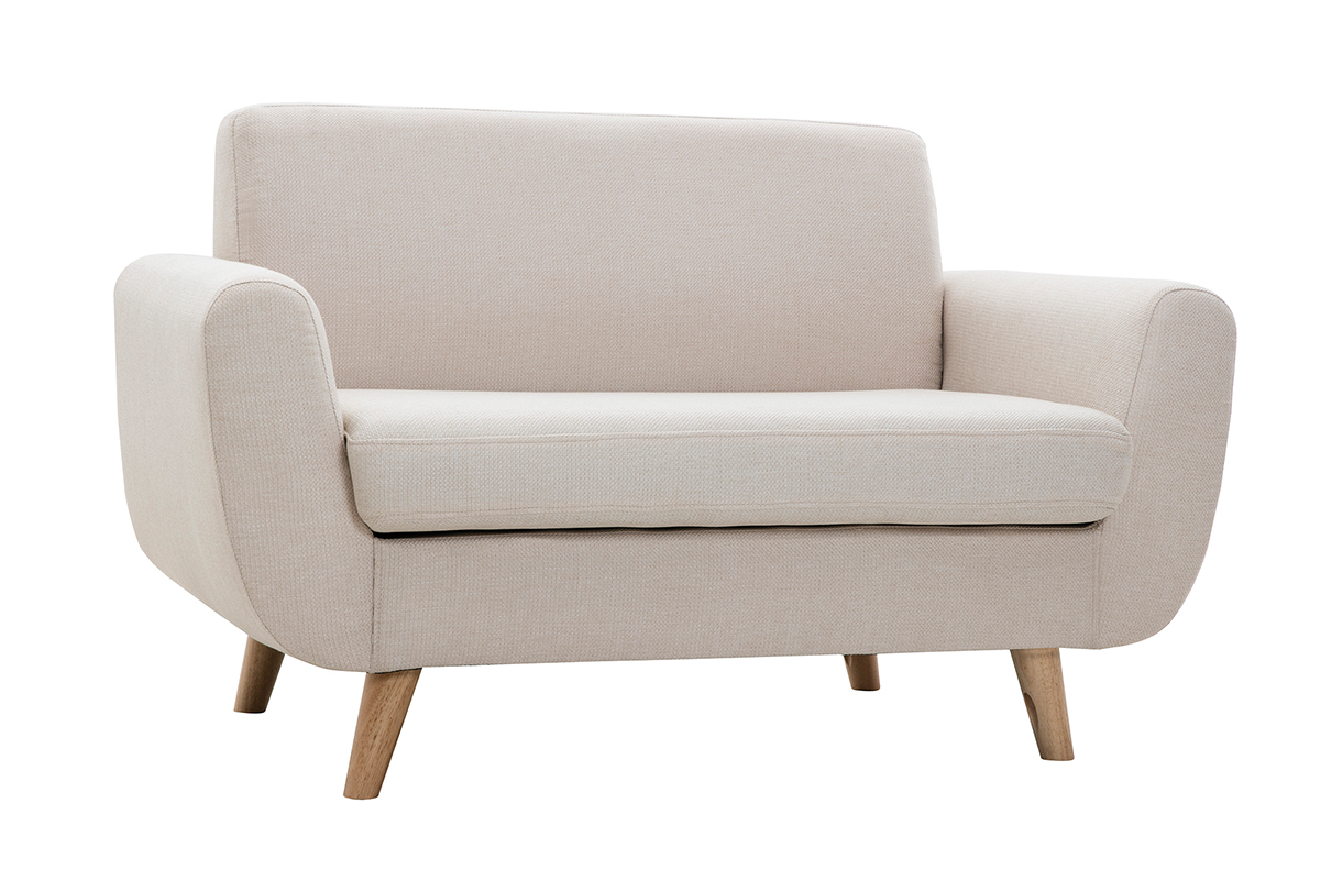 Divano scandinavo 2 posti beige e massello di hevea PURE
