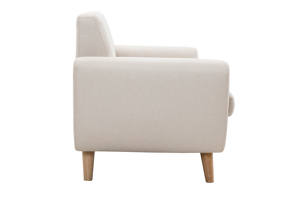 Divano scandinavo 2 posti beige e massello di hevea PURE