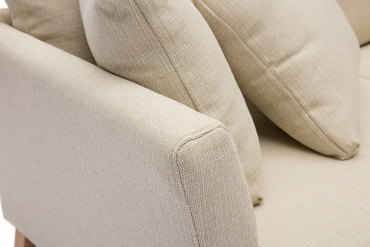 Divano scandinavo 2 posti beige e piedi in legno chiaro OSLO