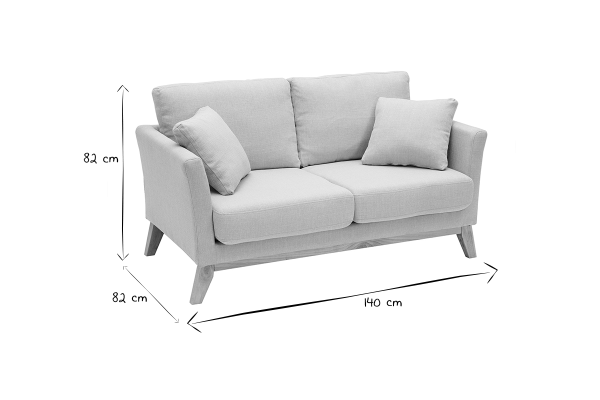 Divano scandinavo 2 posti beige e piedi in legno chiaro OSLO