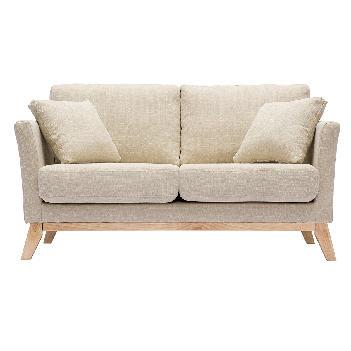Divano scandinavo 2 posti beige e piedi in legno chiaro OSLO