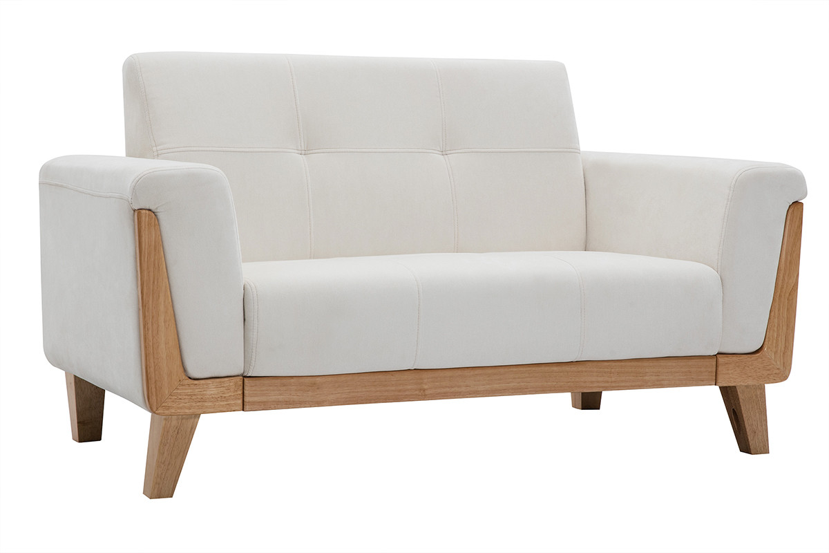 Divano scandinavo 2 posti bianco piedi legno FJORD
